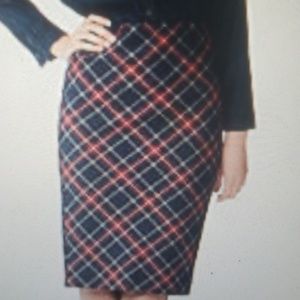 Express tartan plaid navy pencil skirt BB2